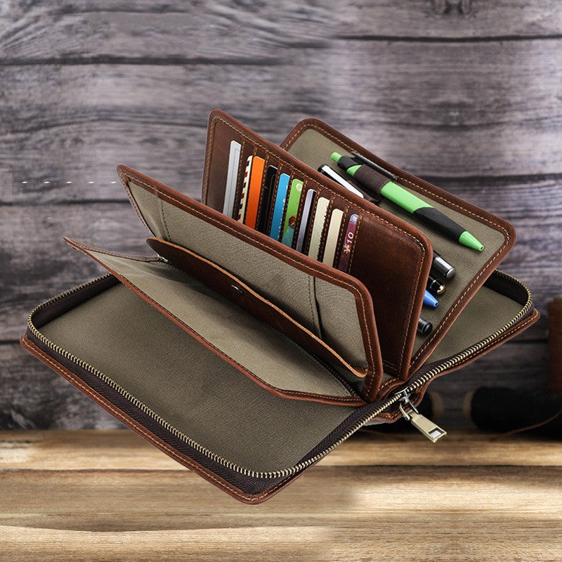 Gentleman’s Leather Organizer Clutch – Zip Wallet