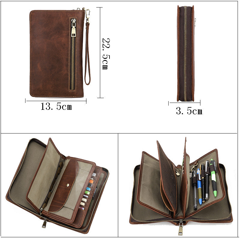 Gentleman’s Leather Organizer Clutch – Zip Wallet